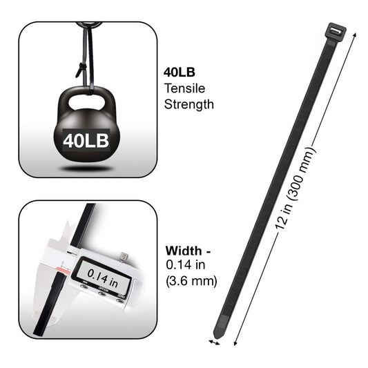 Cable Zip Ties 12inch 40lbs Black