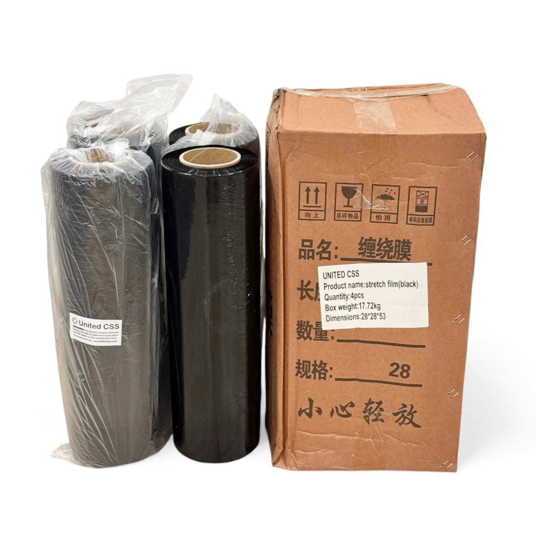 Black Stretch Film Shrink Wrap 18"x1500ft 80G