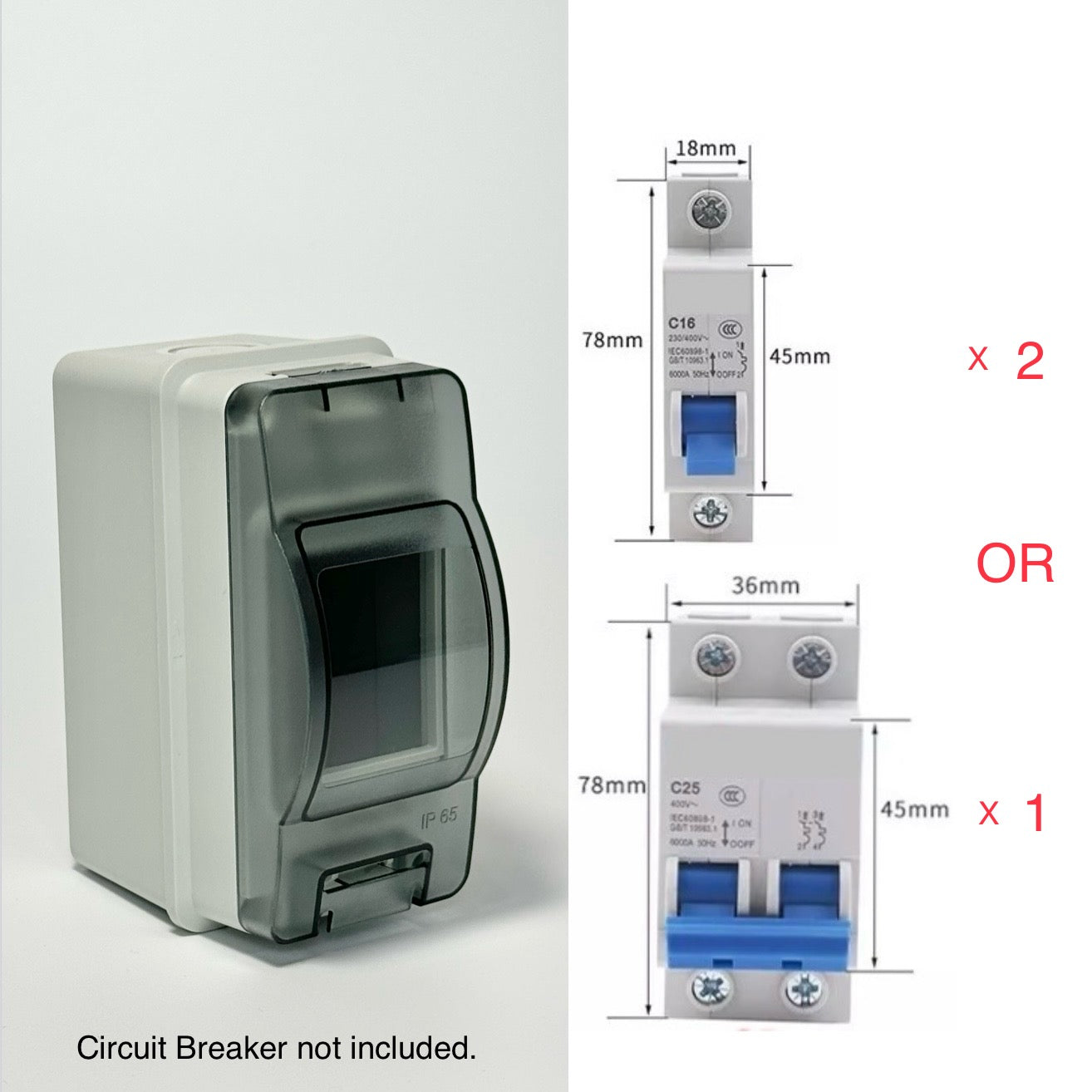 Waterproof Electrical Circuit Breaker Distribution Box IP65 HT-2Way