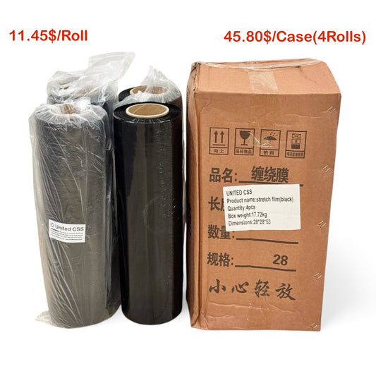 Black Stretch Film Shrink Wrap 18"x1500ft 80G