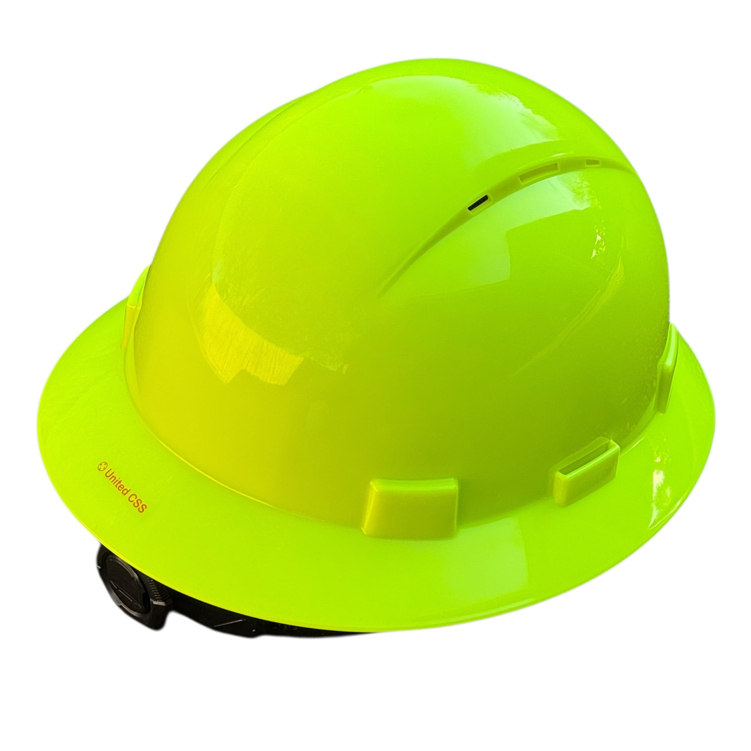 Lime HDPE Full Brim Vented Hard Hat