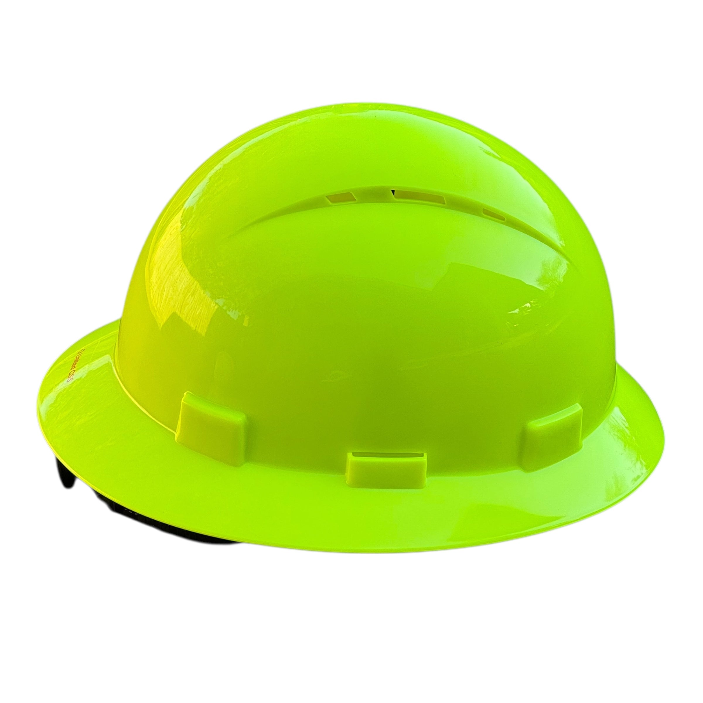 Lime HDPE Full Brim Vented Hard Hat