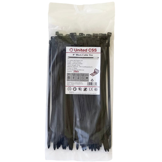 Cable Zip Ties 8inch 50lbs Black 100pcs