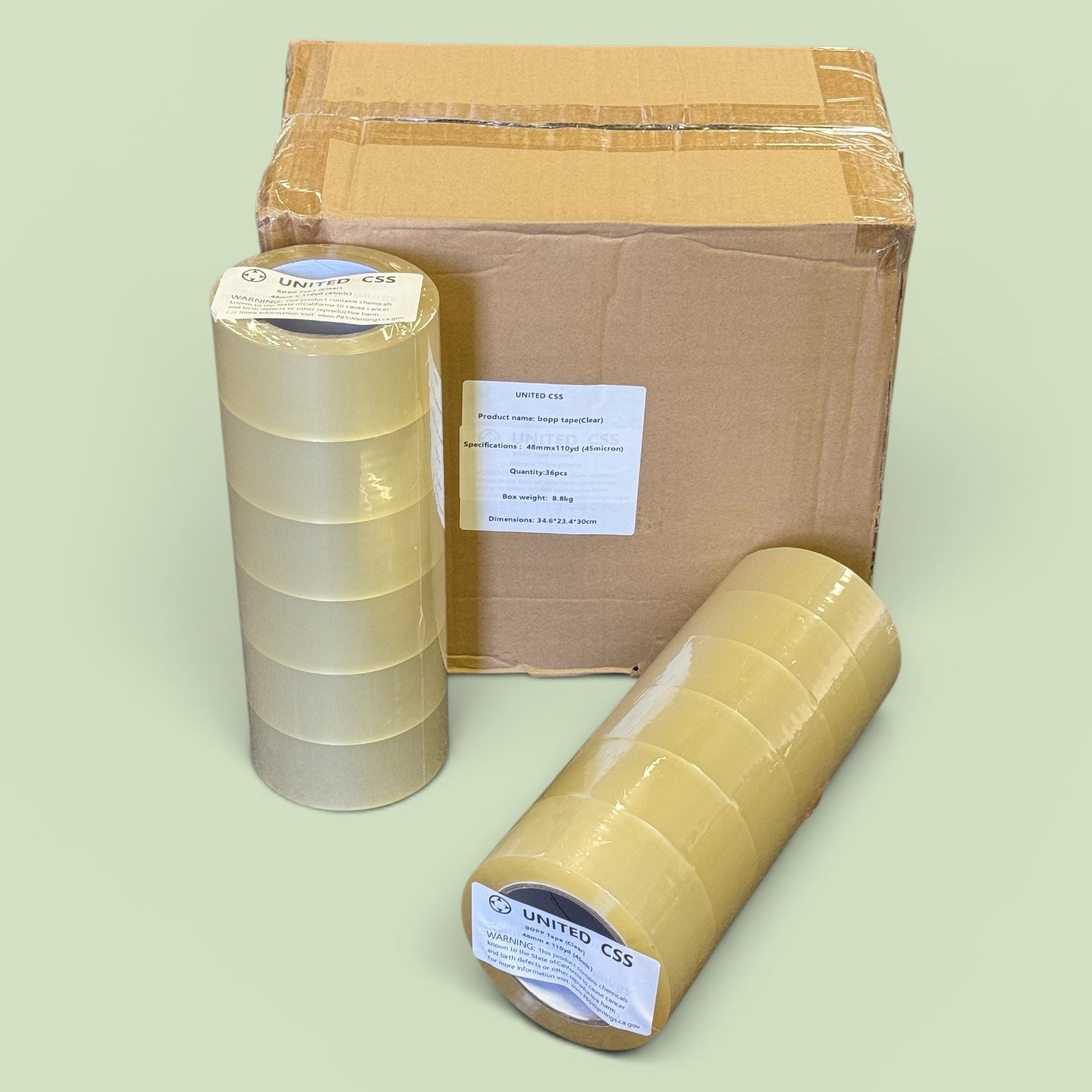 Clear Tape 45mic(1.8Mil) 2"x110yard Carton Sealing Tape Case (1x36)